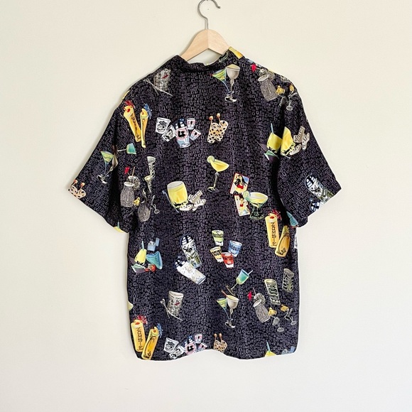 Ferugini Hawaiian Tiki Cocktail Graphic Casual Button Down Shirt Men’s size XL - Picture 3 of 9